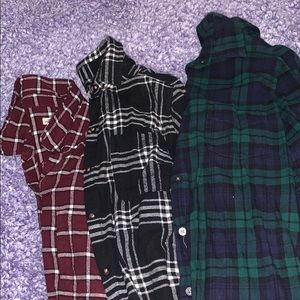 Three gently used flannel boyfriend button downs
